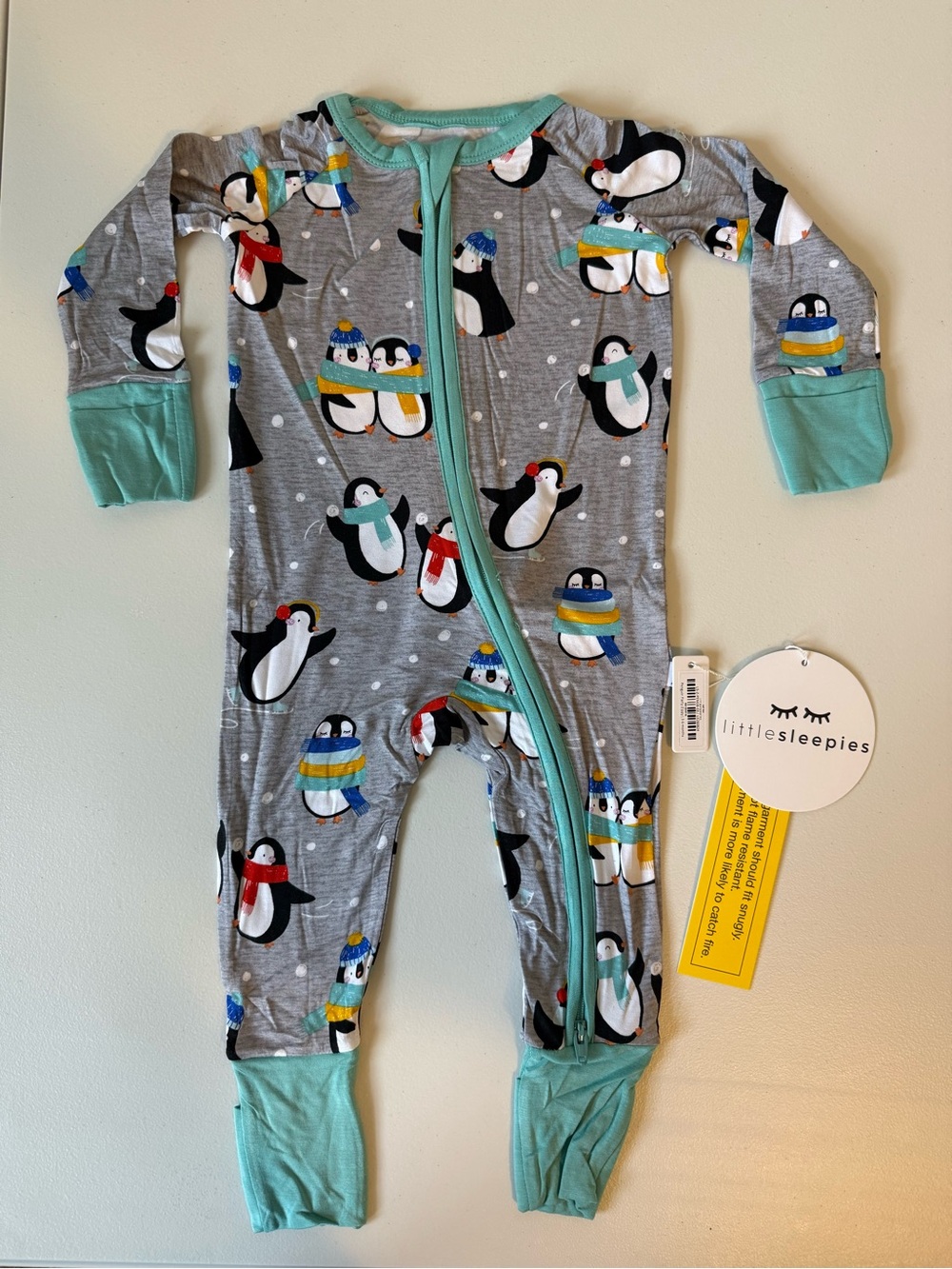 NWT Little Sleepies Penguin Party Zippy 3-6 month